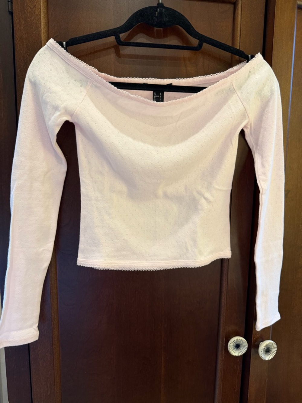 Forever 21 Pale Pink Eyelet Off-Shoulder Top